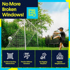 Side angle of the football goal showing rebound and backstop