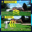 Football goal with net stopping a high shot in the garden