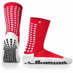 Full-length view of men's football socks paired with football cleats