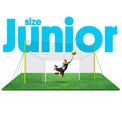 Junior size football goal for kids with rebounder and backstop net for backyard play
