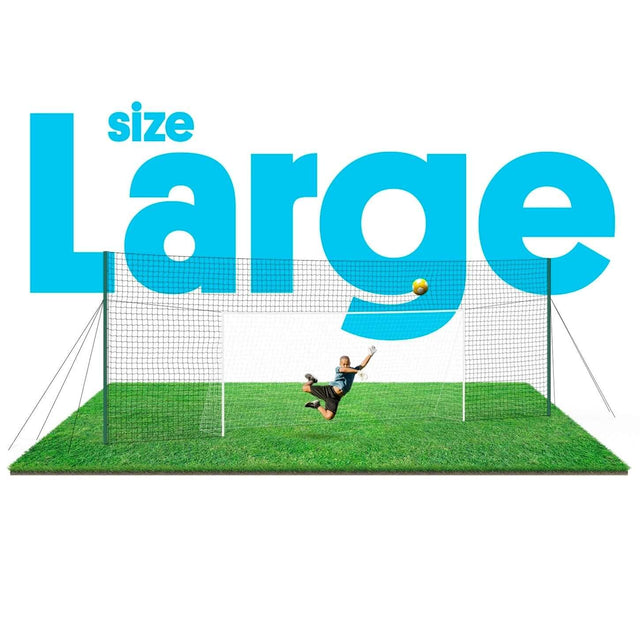 Large size football goal for the garden with rebound net and ball-stop features