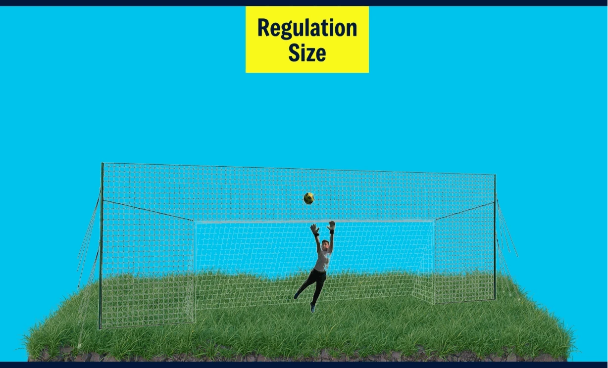 Regulation football goal with rebounder and backstop — ideal for adults practicing in back gardens