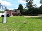 Close-up of durable frame on football goal for the garden